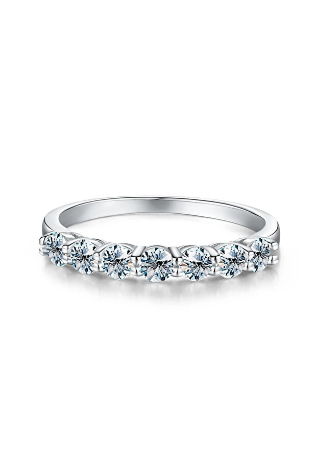 7 Silver 0.7 ct(total) GRA 0.7ct Real Moissanite Diamond Ring 925 Sterling Silver Eternity Engagemen