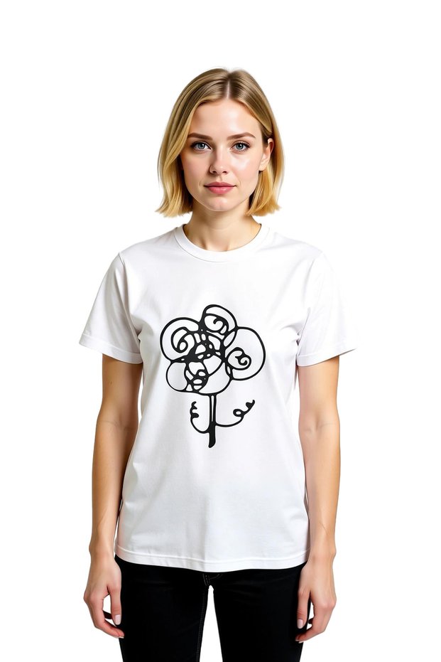 Women's Abstract Floral Art Printed Short Sleeve Round Neck Cotton T-Shirt Casual Comfortable Modern Stylish