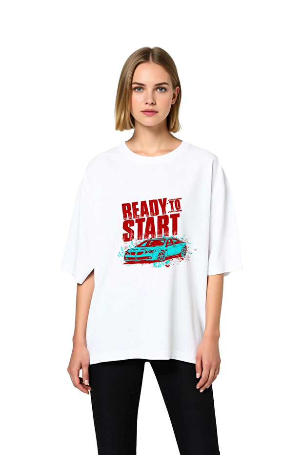 Women's Oversize Printed T-Shirt Motivational Graphic Patterned Relaxed Fit Casual Wear Comfortable Modern