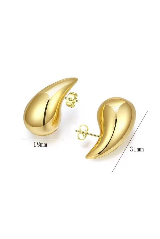 Gold Large 925 Sterling Silver Hollow Water Drop Earrings European And American High-End Electroplat
