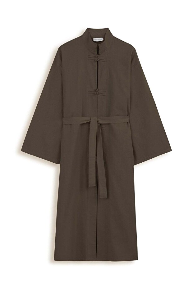 Belted Tunic with Tie Brown