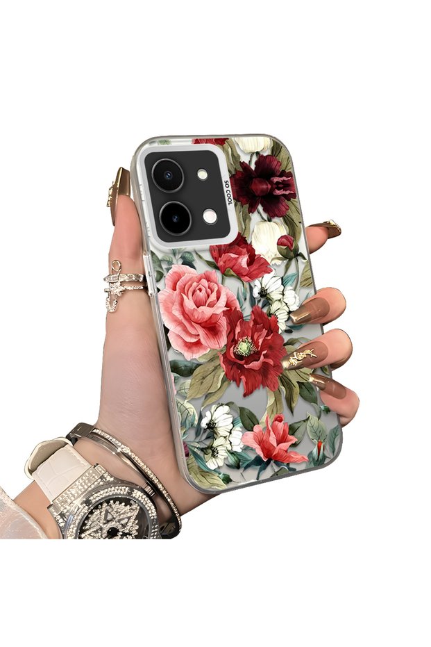 Vivo Y28 4g Compatible Hard Acrylic Back Silicone Edge Lens Protection Case