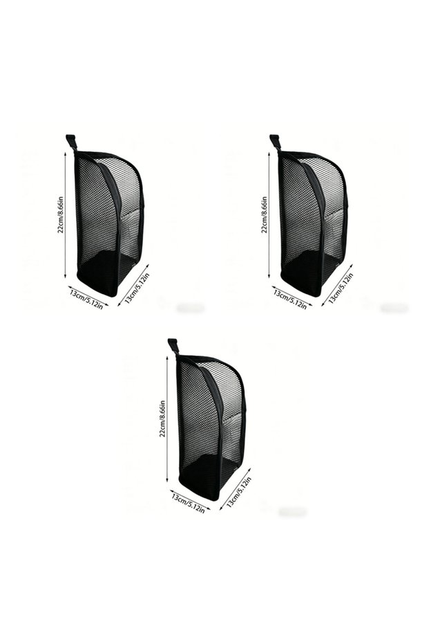 3pcs Black Portable Mesh Standing Toiletry Bag, Lightweight Foldable Clear Hanging Travel Organiser
