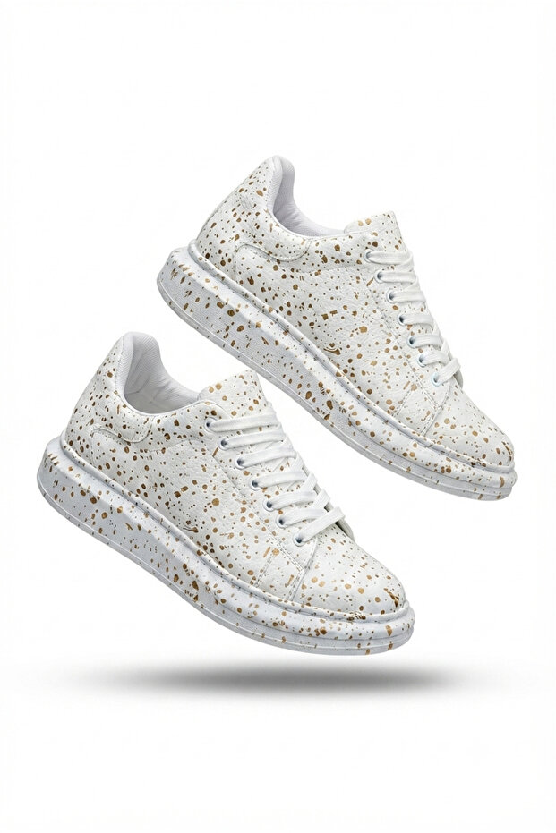 Zrk-Xb500 High Quality White Gold Lace-Up Men's Sneaker
