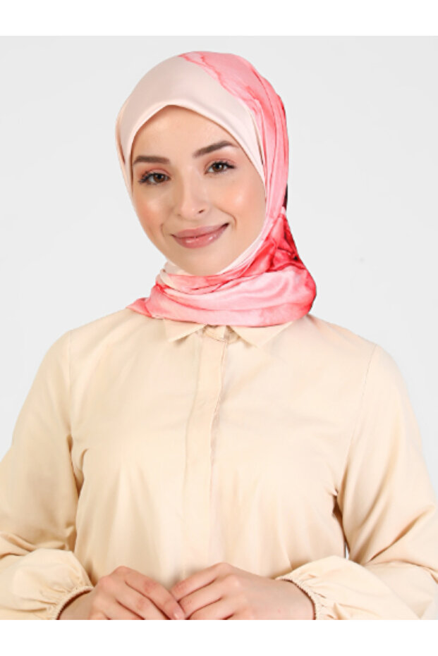 وشاح منقوش بنقشة الزهور - أحمر