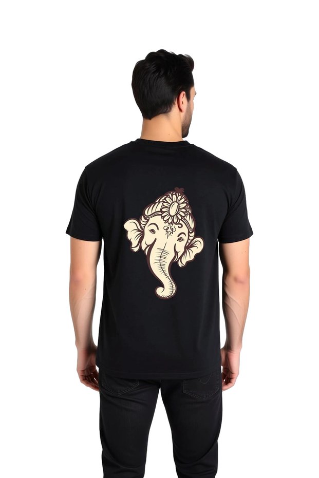 Men's Mandal Ganesha Head Spiritual Printed Relaxed Fit Short Sleeve T-Shirt Comfortable Casual Modern