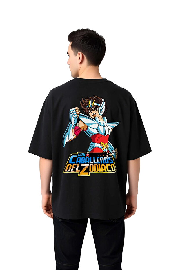 Zodiac Knights Anime Design Printed Men's Oversize T-Shirt