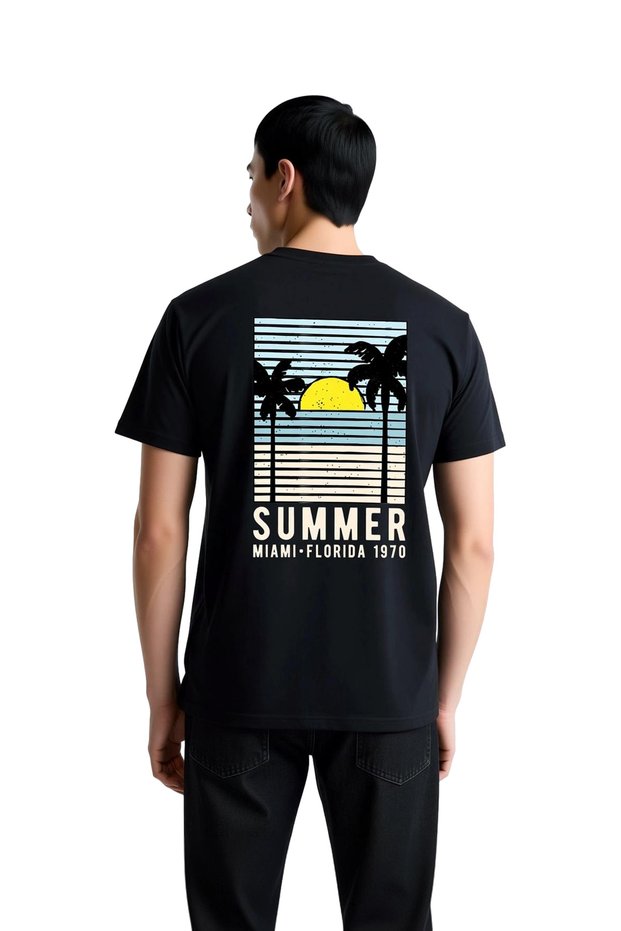 Men's Retro Nostalgia Printed T-Shirt Miami Florida Themed Daily Casual Fit Modern Stylish Comfortable