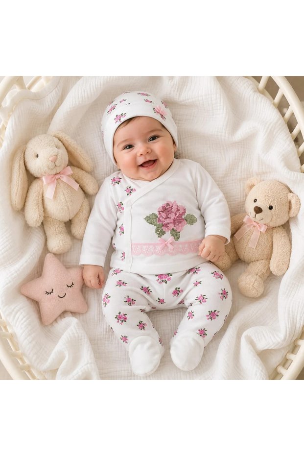 3 piece baby set with canvas details
