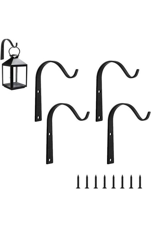 Hook Set - Wall Bracket - Hanging Ornaments - Rust-resistant Metal - 4-Piece Set - Black