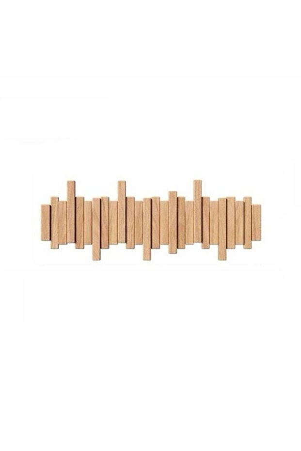 Wall-mounted coat rack — Piano key hooks — Solid wood — Behind-the-door storage system — Wall panel with 8 hooks — 53 x 20.8 cm