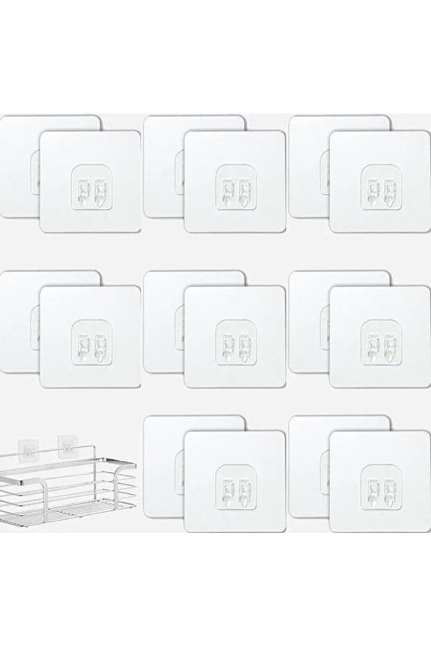 Transparent self-adhesive hooks, 20 pieces, self-adhesive, 7 x 7 cm