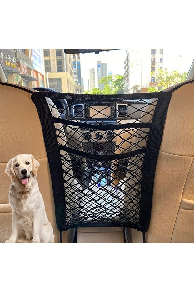 3-Layer Car Mesh Organizer, Seat Back Organizer Backseat Storage Net Car Net Organizer Pet Backseat