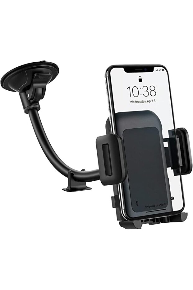 Gooseneck Universal 360° Car Phone Mount – Windshield & Dashboard Holder with Strong Suction