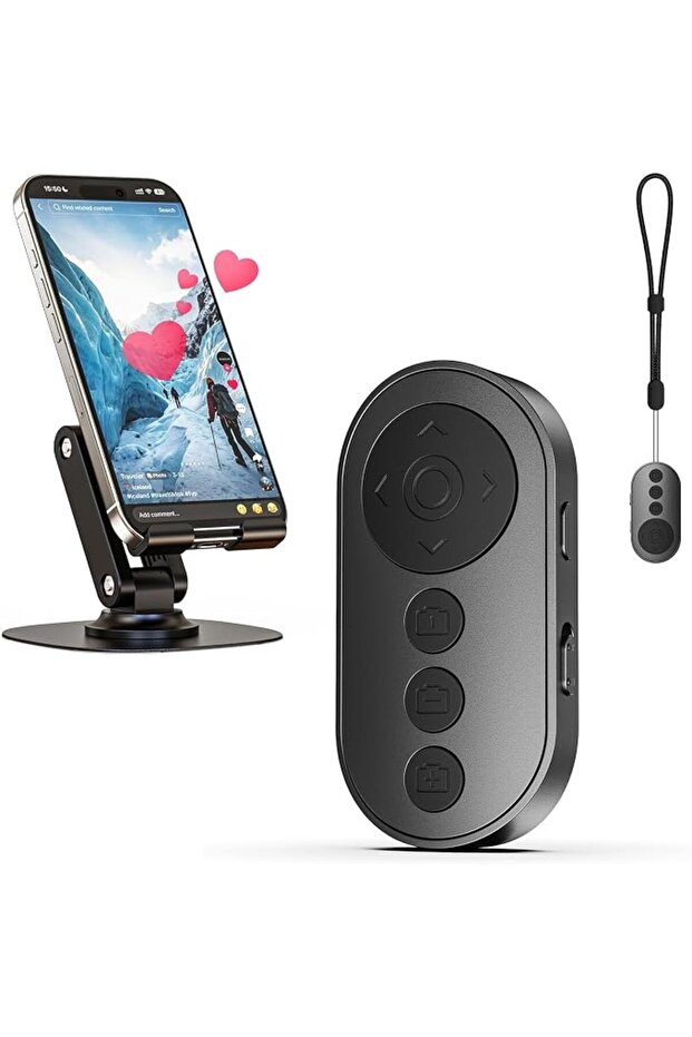 Wireless Camera Remote Control with Zoom for iPhone & Android, Versatile Shutter with Front/Rear Cam
