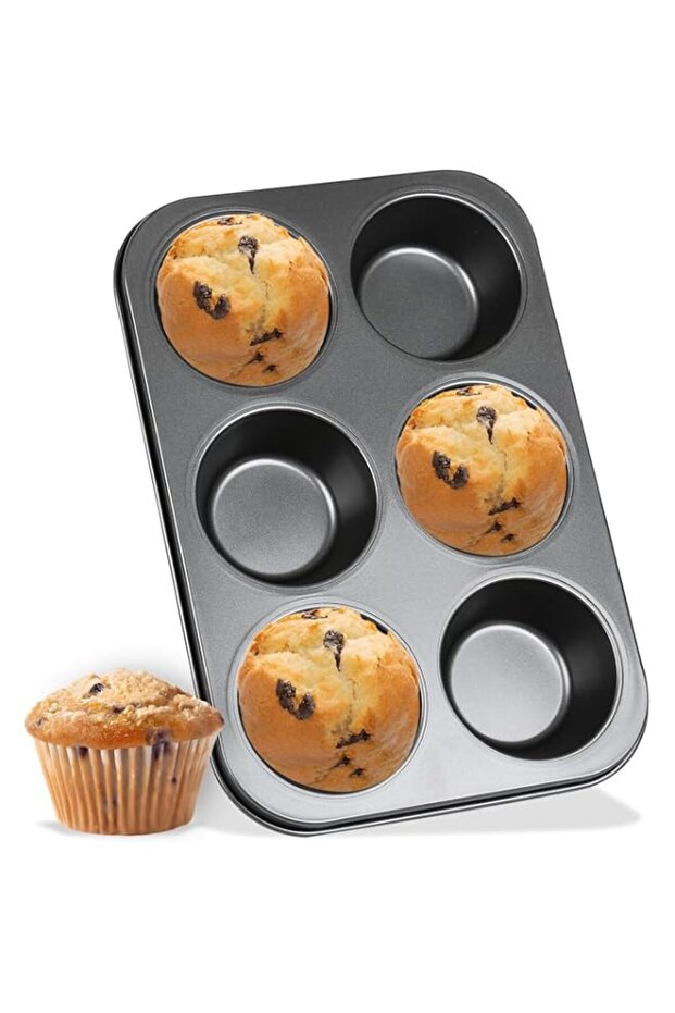 HALAMODO Non Stick Muffin Tray Baking Pan Cupcake Pan 6 Cup, Mini Muffin Pan, Cake Mould, Cupcake Pan, Bakeware