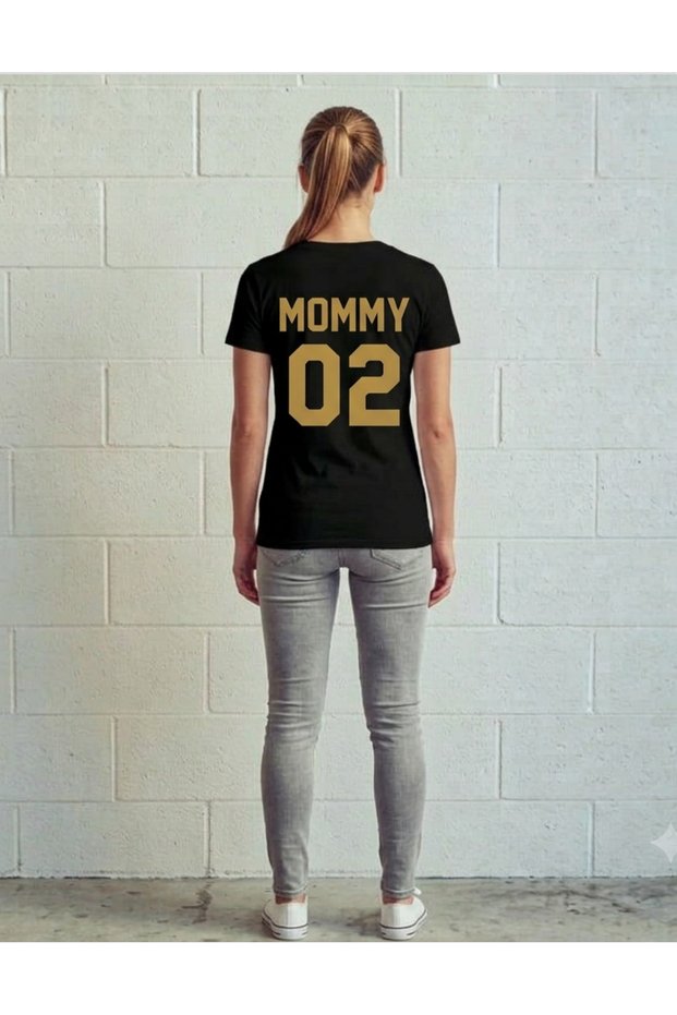 Family Matching Black Printed T-Shirt Set - Daddy 01, Mommy 02, Kid 03, Kid 04 Typographic Design
