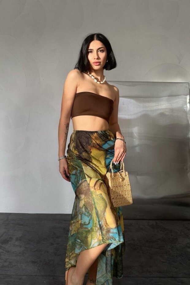 Patterned Printed Elastic Skirt