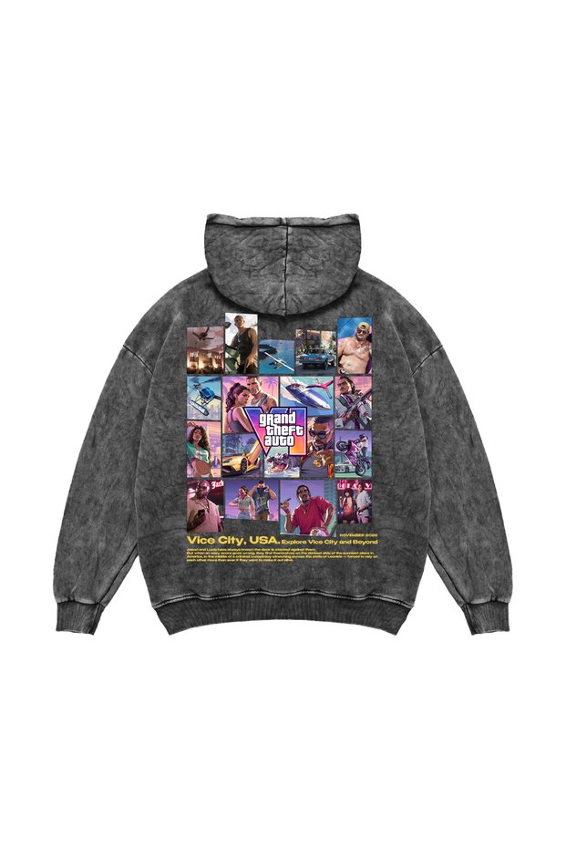 New Game Story Graphic Printed Washable Black Oversize Unisex Hoodie