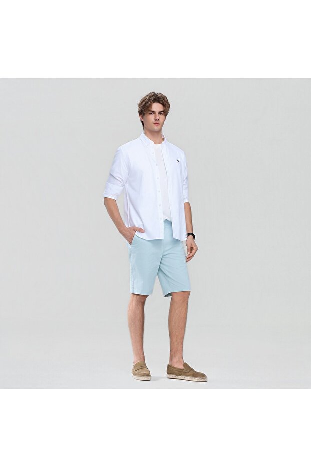 Men's Slim Twill Bermuda Shorts with Stretch Waist