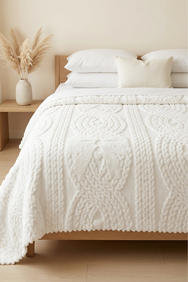 Wellsoft Soft Self-Flocking Patterned Embossed Double Blanket Bed Sofa Cover