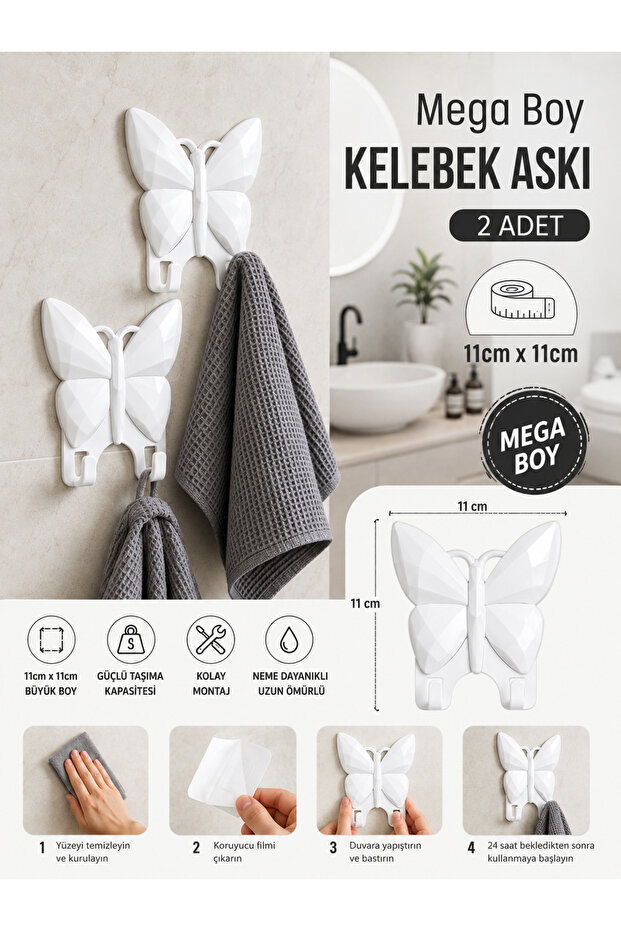 Mega Size Decorative Hanger – 2 Pieces | Strong Adhesive Wall Hanger