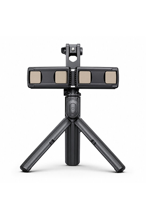 A32 80 cm Dual Phone Holder 360 °   Rotating Foldable Tripod Stand