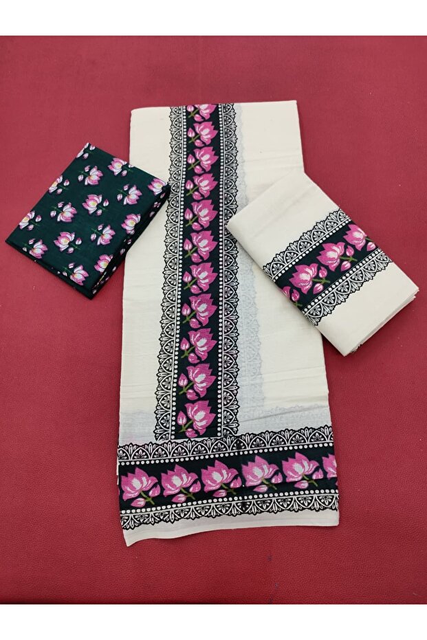 Ladies Mul Cotton Set Mundu with Blouse