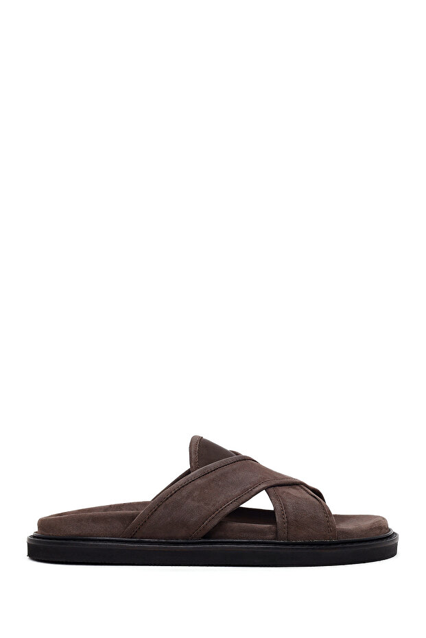 Men's Brown Suede Leather Slippers 26Sfd626410