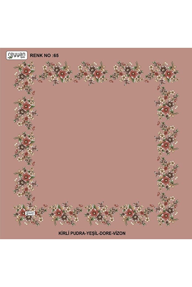 Bagged Flat Floral 90' Embroidered Yemeni Inner Tulle, 90X90 Cm, with Empty Center and Floral Edges