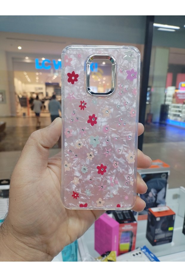 حافظة لامعة متوافقة مع هاتف Xiaomi Redmi Note 9 Pro من نوع Daisy Shine Stone Flower Pattern