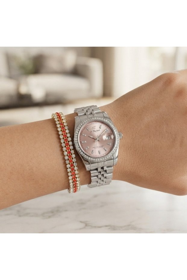 Women Wrist Watch Colorful Dial Gray Cord Analog Stylish Elegant Wristwatch Frn25