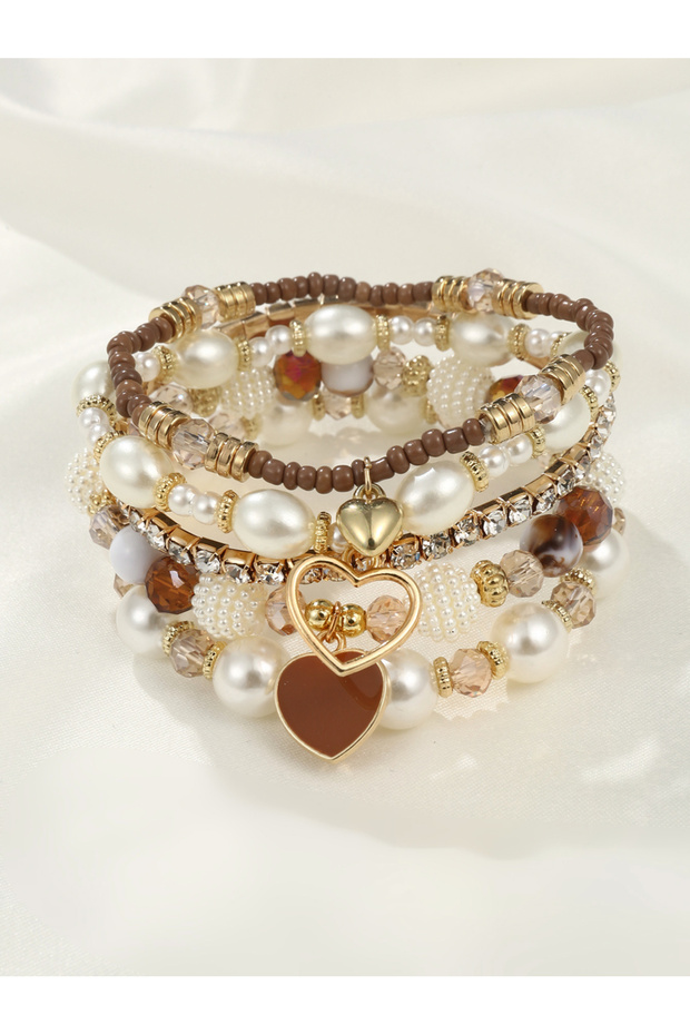 Pack of 5 - Embellished Faux Pearl Bracelet
