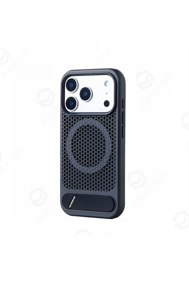 iPhone17 Pro Max Black Heat Dissipation Stand Magnetic Shockproof Bumper Case For iPhone 17 Pro Max