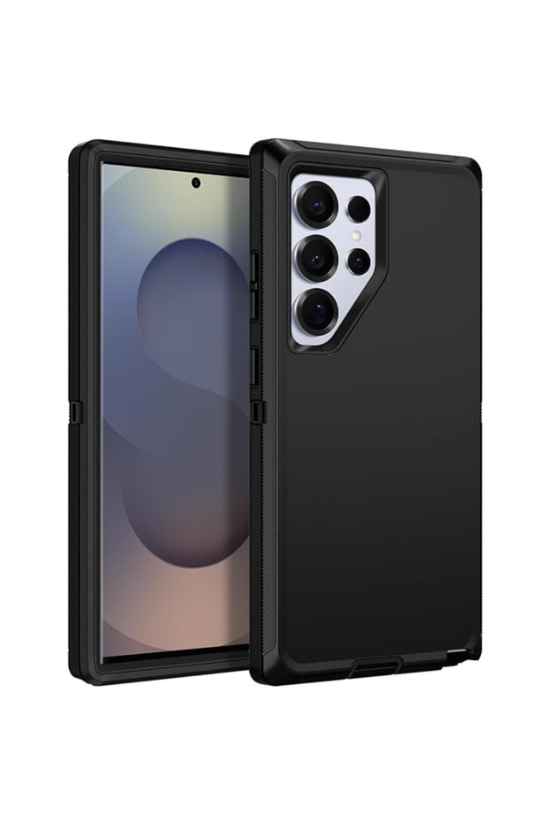 Galaxy S24 Ultra black 3-Layer Shockproof Military Armor Case For Samsung S26 S25 S24 S23 S22 Ultra
