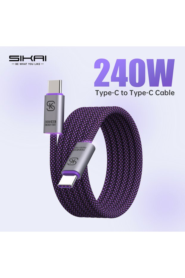 2.8m 240W TypeC Cable USB C to USB C Cable 240W Fast Charging Type C Charger Cord Braided USBC Cable
