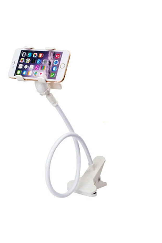 white Adjustable Long Arm Phone Universal Stand Bedside Desk Mount Holder Fits for iPhone Xiaom...