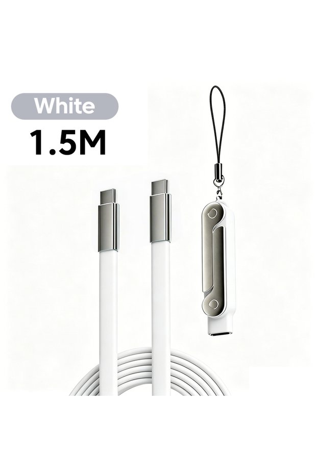 White 2-in-1 240W Fast Charging Bracket Adapter Portable Type C Male To Type C Female Converter With