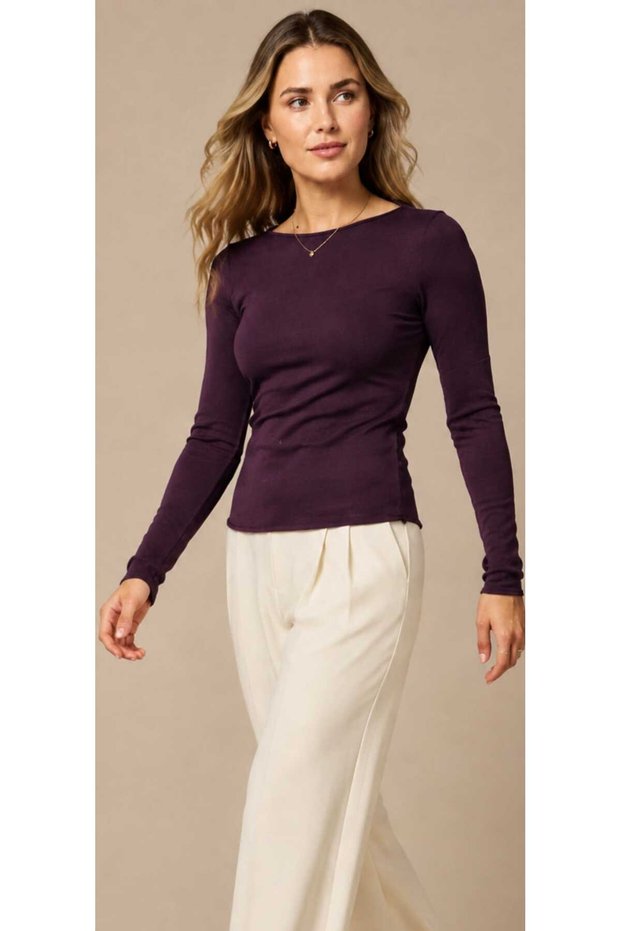 Women's Soft Texture Premium Quality Body-Conscious Boat Neck Tricot Blouse