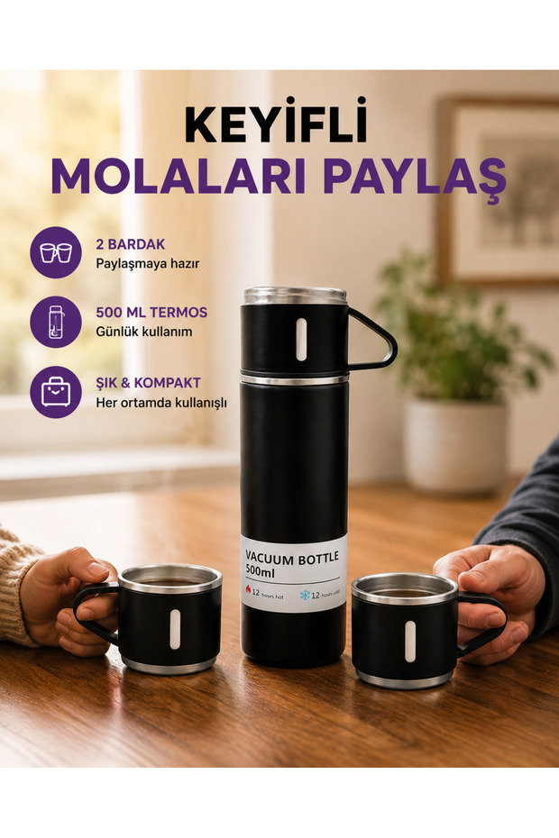 Preminium 500 ml Heat-Protective Steel Thermos and Cup Set | Silicone Based, Stylish and Practical