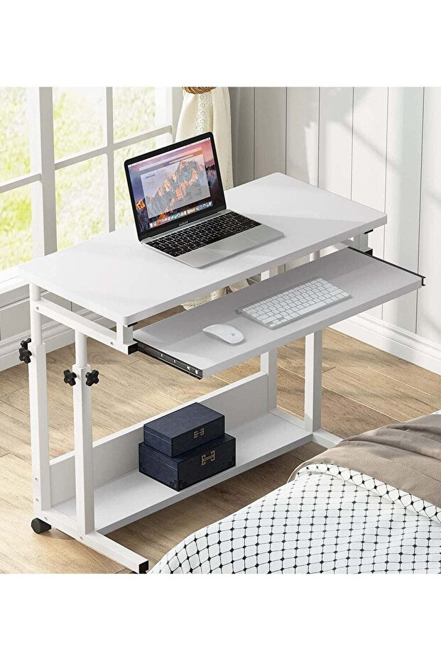 Bedside Computer Laptop Desk Desktop Computer Table with Keyboard Tray Desk Removable Lifting Gaming Study Desk