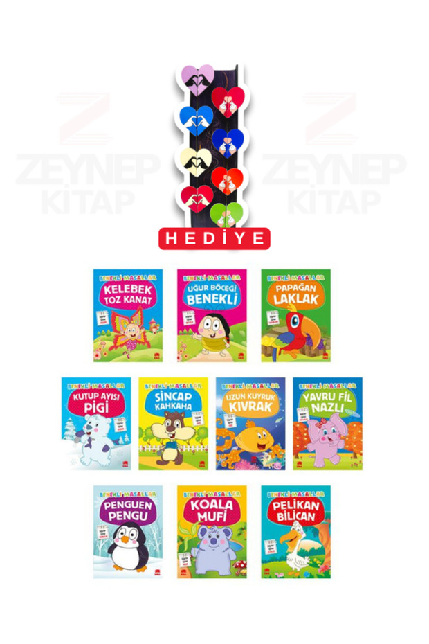 1.Sınıf Benekli Masallar 10 Storybook Set (8-Piece Heart Bookmark Gift)