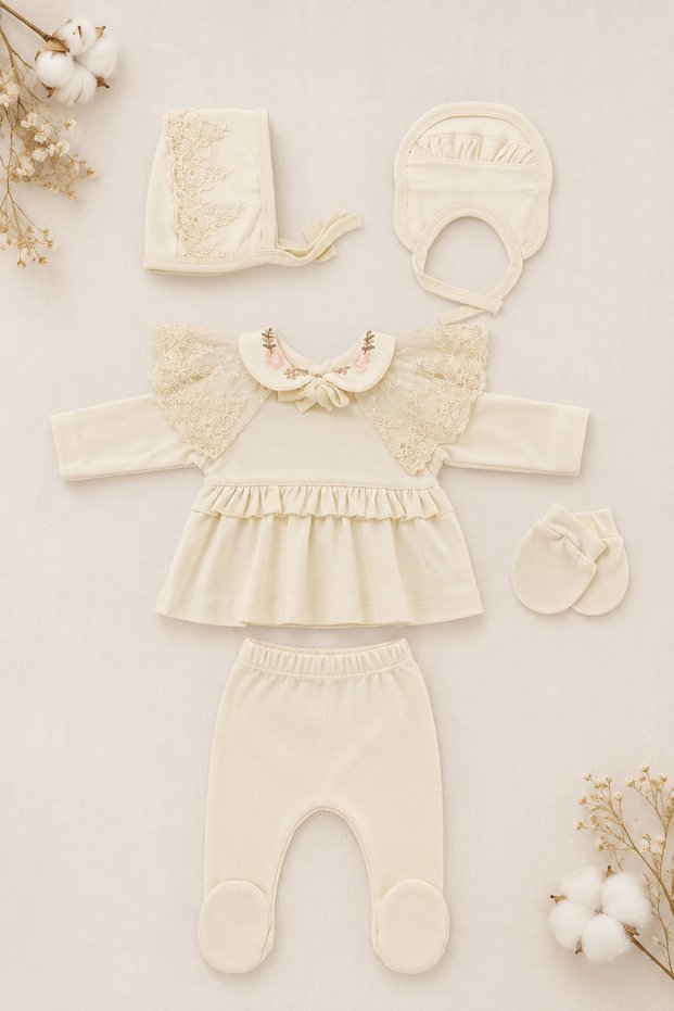 Lace Laced 100% Cotton Baby 5-Piece Hospital Discharge Set