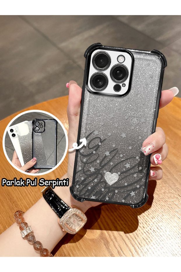 iPhone 16 Pro Compatible Transparent Four Corner Silicone Coated Glossy Edge Case