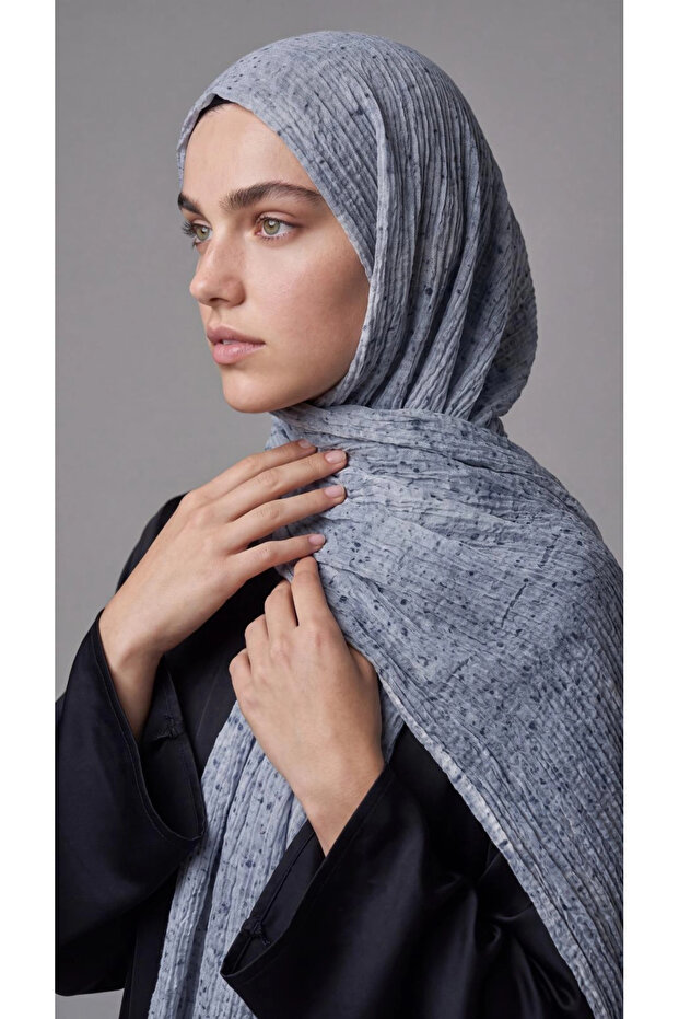 Muslin Spotted Shawl Denim Blue