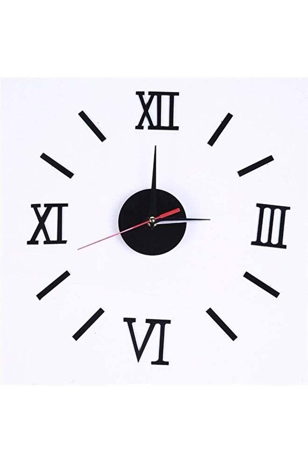 3D Wall Clock Sticker Black 40x40cm, Large 3D DIY Wall Clock Frameless Wall Clock Big Roman Numerals Clock Giant Mirror Wall Clock for Living Room Bedroom Wall Home Decorations