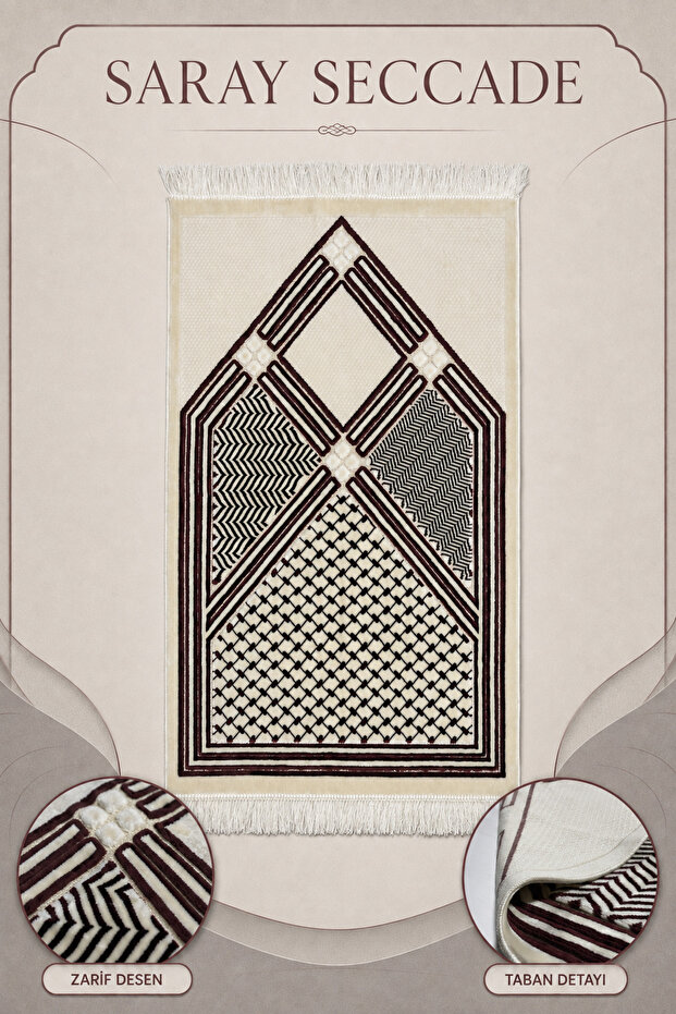 Saray Seccade Velvet Soft Textured Premium Prayer Mat 70X110 | Luxury Burgundy Prayer Mat