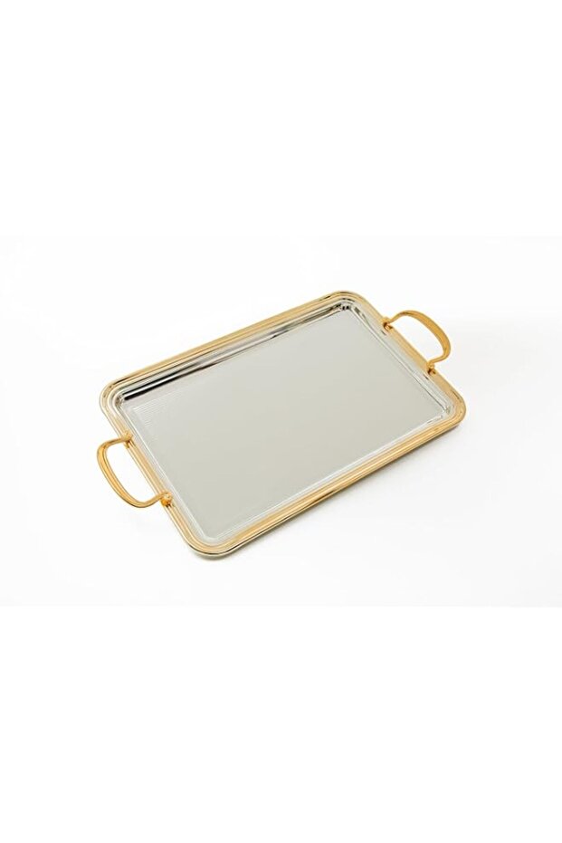 Zolten Silverplated Rectangle Tray, 42.5 cm x 27.6 cm Size, Gold/Silver
