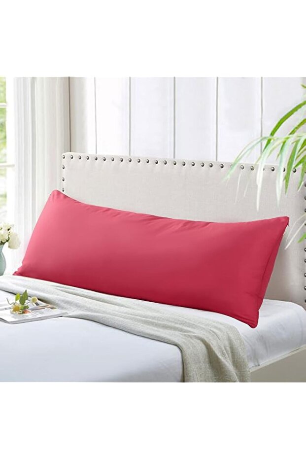 EVOLIVE Ultra Soft Microfiber Big Pillows - 21inx54in with Hidden Zipper Closure, Crimson