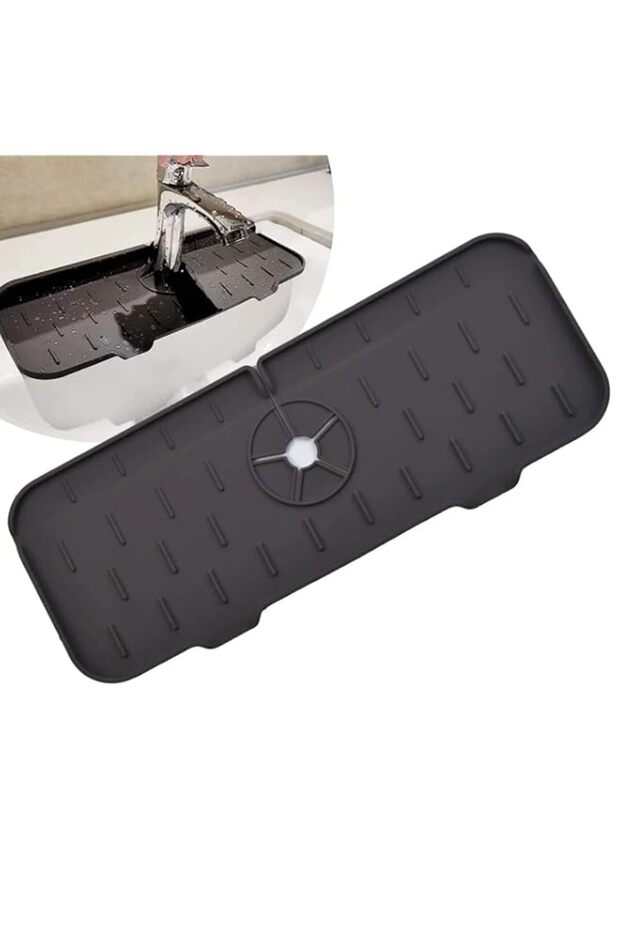 Silicone Kitchen Faucet Mat - Absorbent Sink Splash Guard & Water Draining Pad, Countertop Protector For Home Use